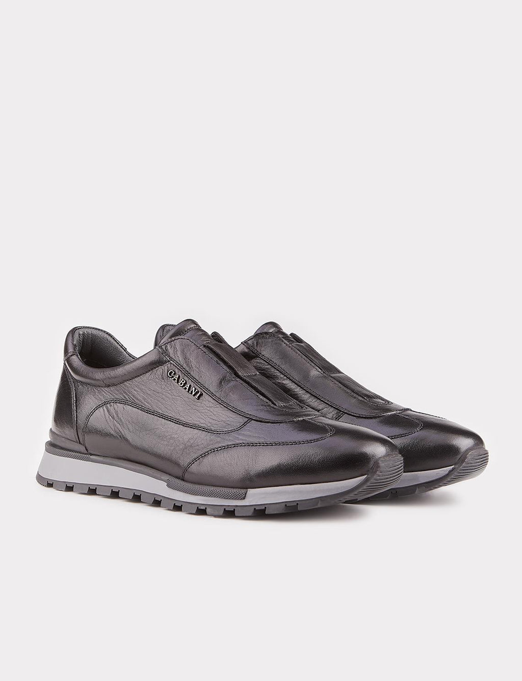 Men's Black Genuine Leather Sports Shoes with Thermal Sole