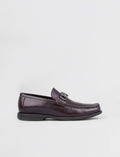 Brown Men's Loafer with Buckle Accessory and Genuine Leather
