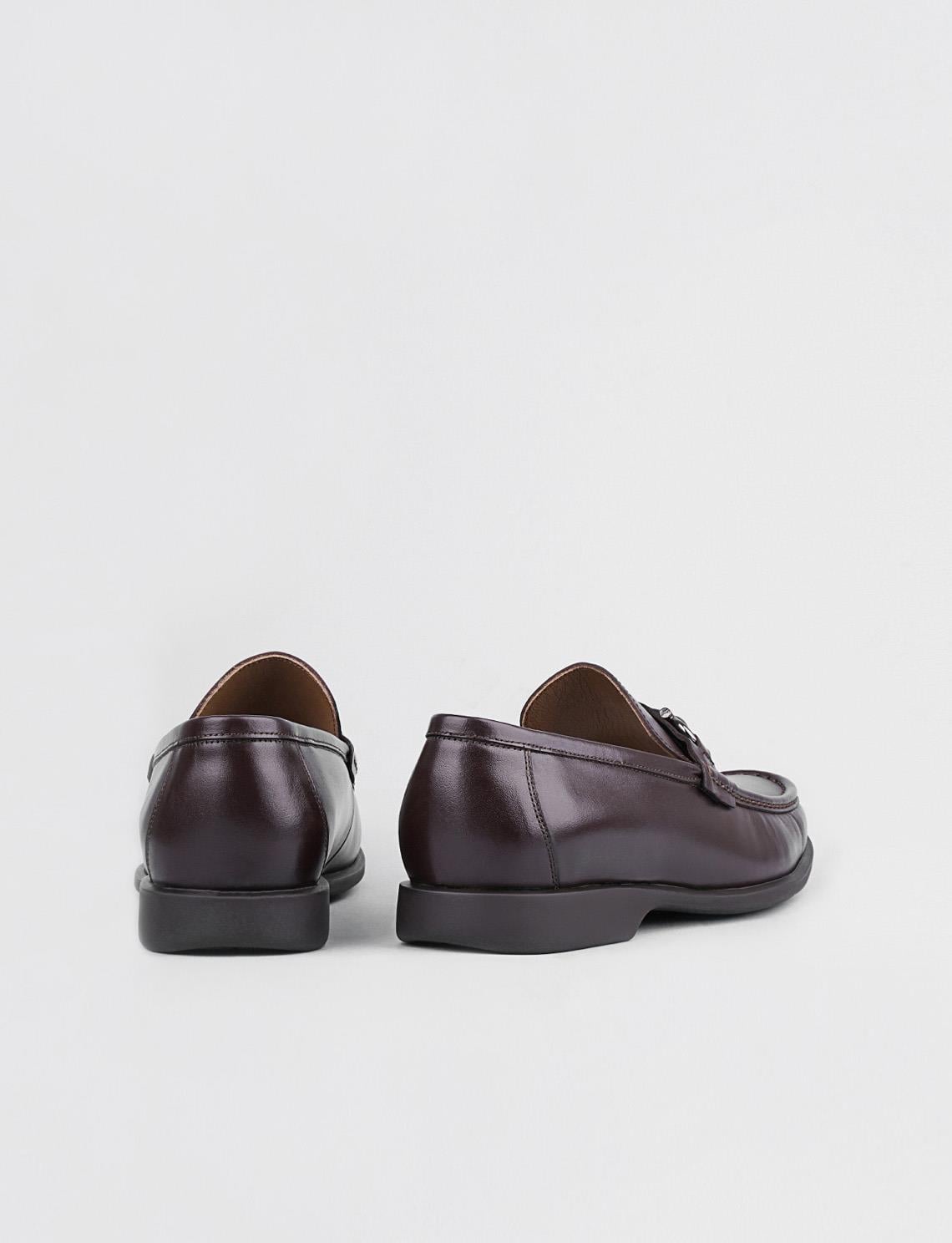 Brown Men's Loafer with Buckle Accessory and Genuine Leather