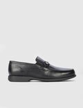 Men's Black Genuine Leather Shoes with Buckle Accessory