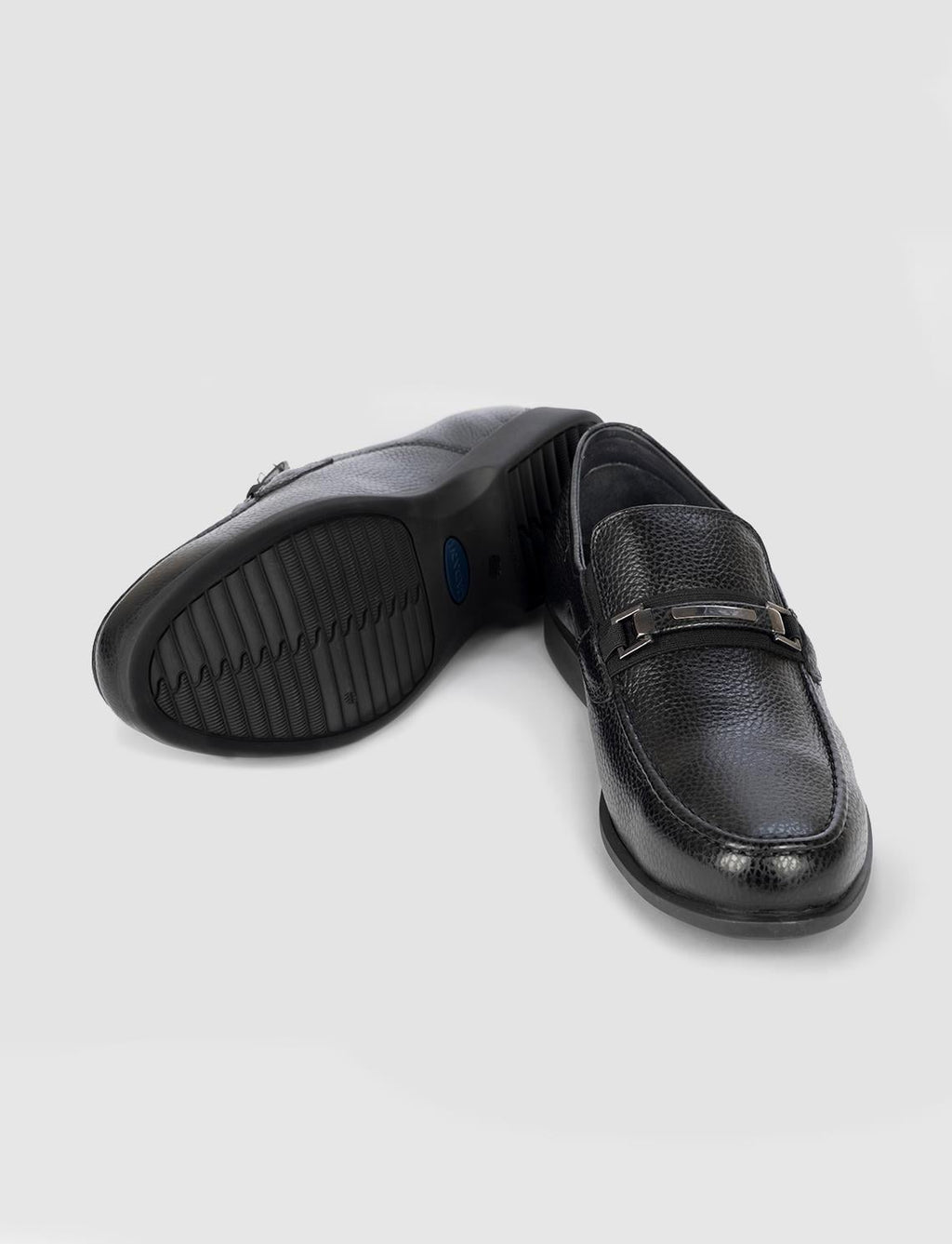 Men's Black Genuine Leather Shoes with Buckle Accessory