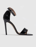 Buckle Strap Detail Genuine Leather Black Women's High Heel Shoes