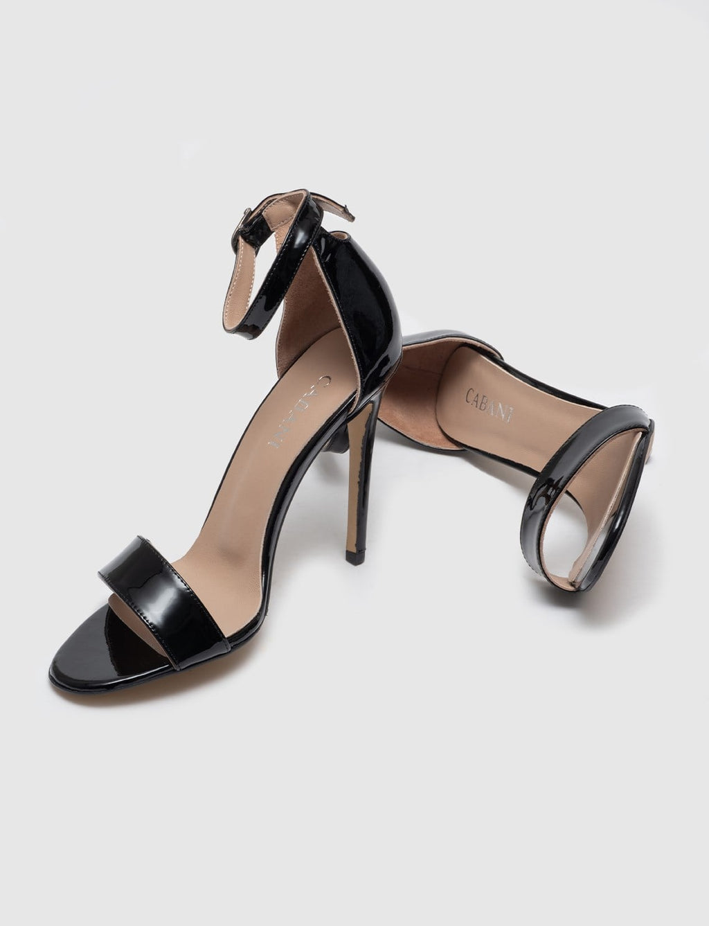 Buckle Strap Detail Genuine Leather Black Women's High Heel Shoes