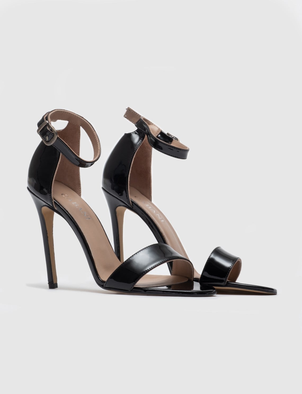 Buckle Strap Detail Genuine Leather Black Women's High Heel Shoes