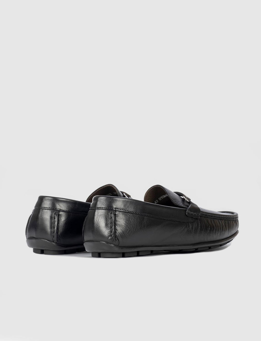 Buckle Detail Genuine Leather Black Men's Loafer