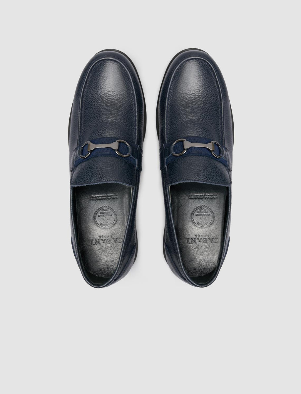 Genuine Leather Navy Blue Men's Loafer with Buckle