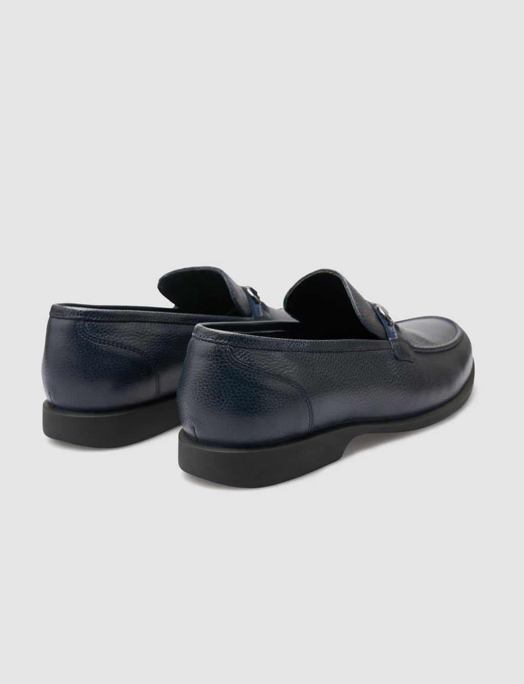 Genuine Leather Navy Blue Men's Loafer with Buckle