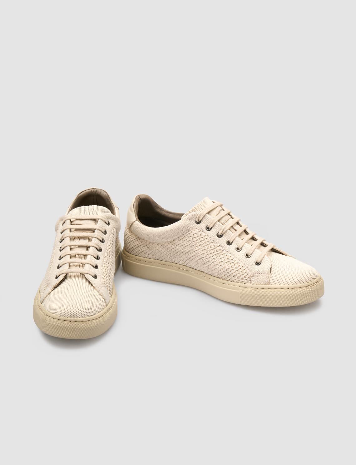 Knitted Beige Lace-up Men's Athletic Shoes