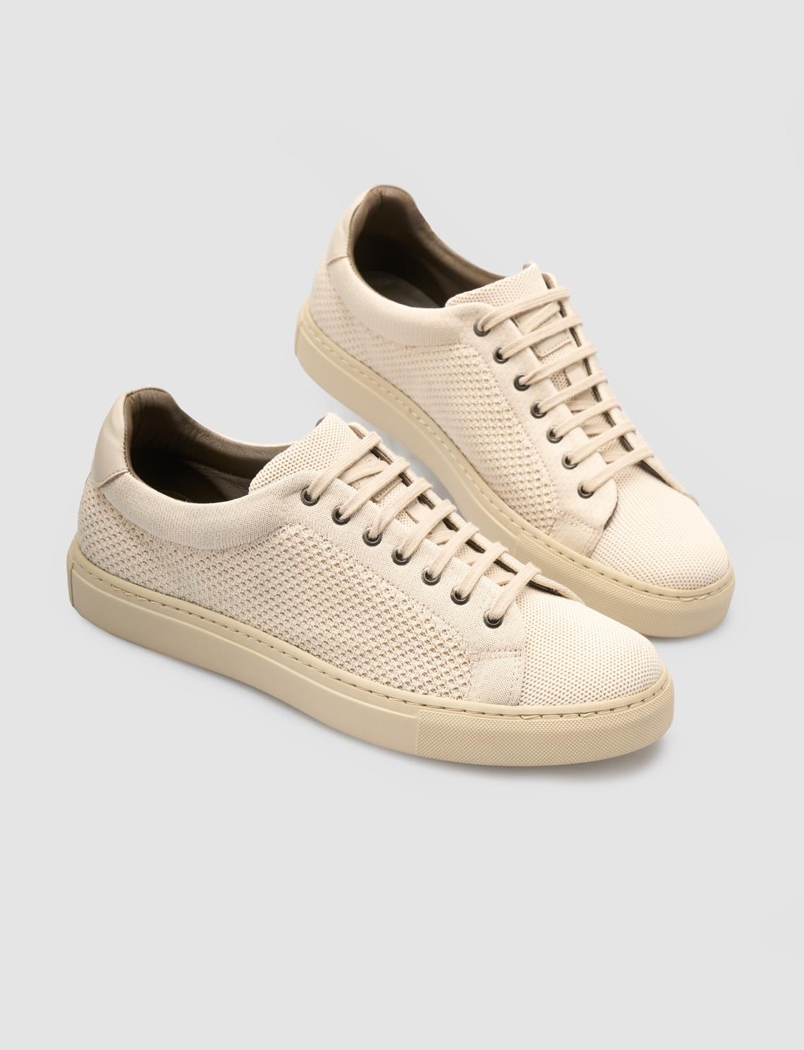 Knitted Beige Lace-up Men's Athletic Shoes