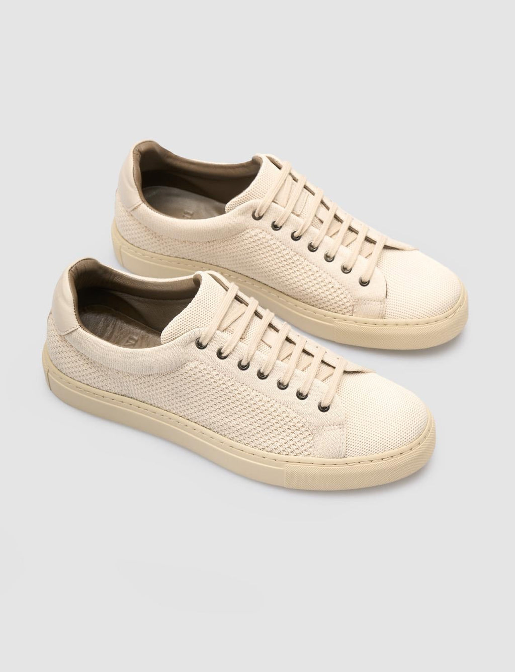 Knitted Beige Lace-up Men's Athletic Shoes