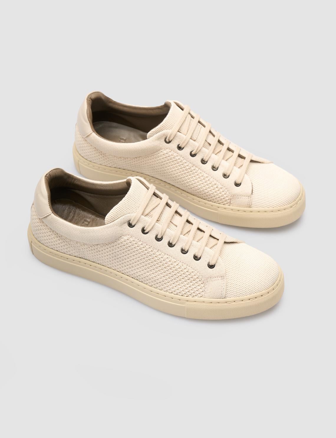 Knitted Beige Lace-up Men's Athletic Shoes