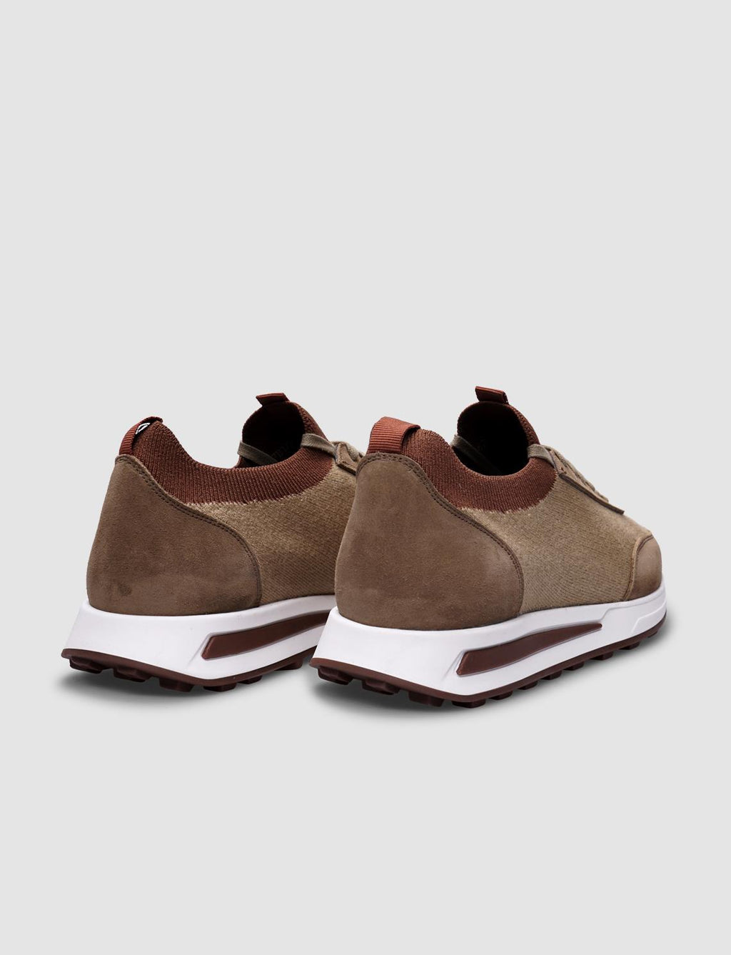 Knitted Beige Lace-up Men's Athletic Shoes