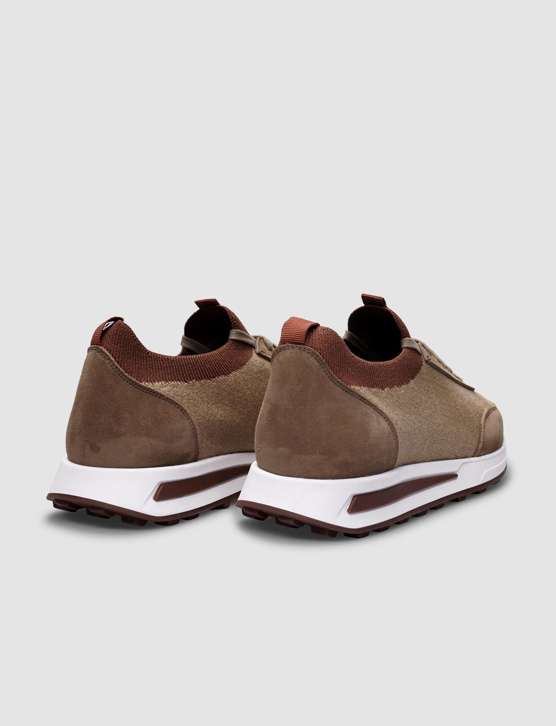 Knitted Beige Lace-up Men's Athletic Shoes