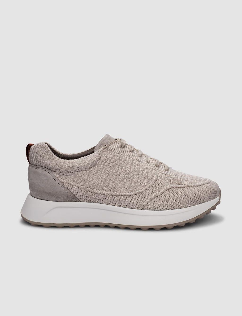 Knitted Beige Lace-up Men's Athletic Shoes