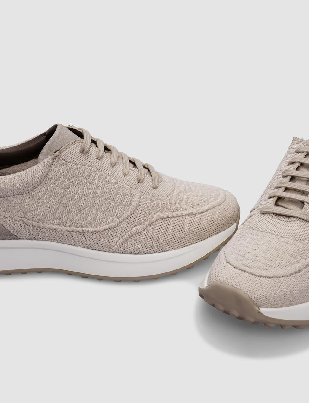 Knitted Beige Lace-up Men's Athletic Shoes