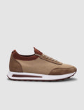 Knitted Beige Lace-up Men's Athletic Shoes