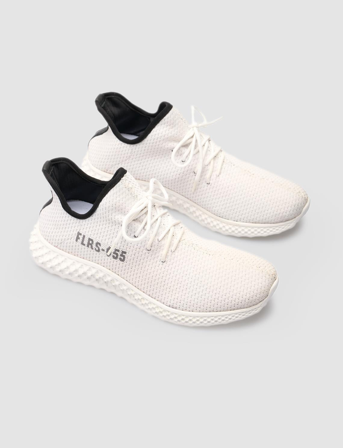 Knitted White Lace-up Men's Athletic Shoes