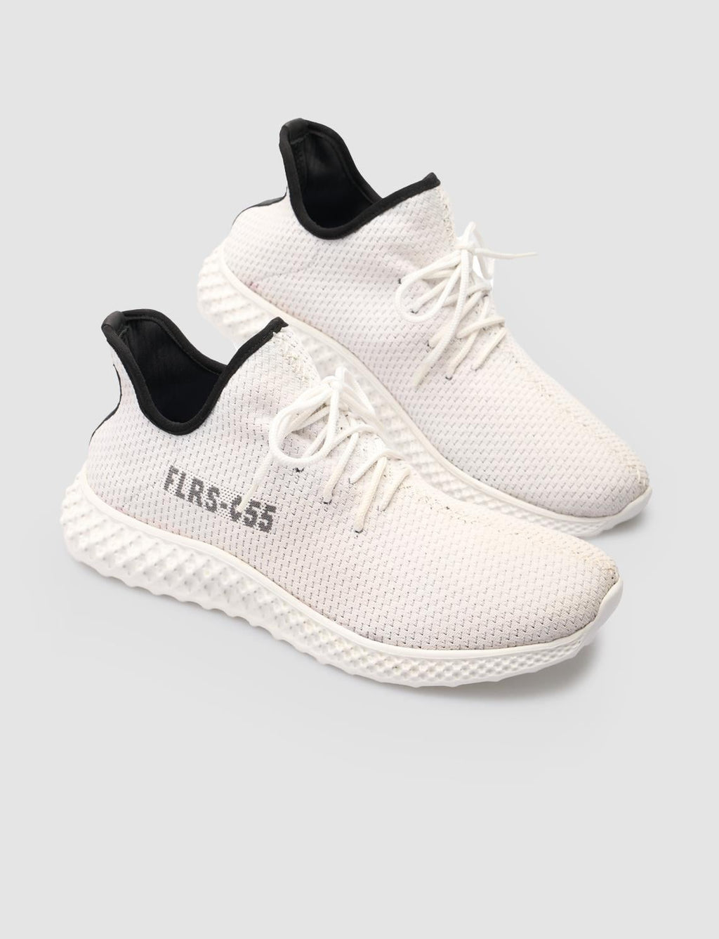 Knitted White Lace-up Men's Athletic Shoes