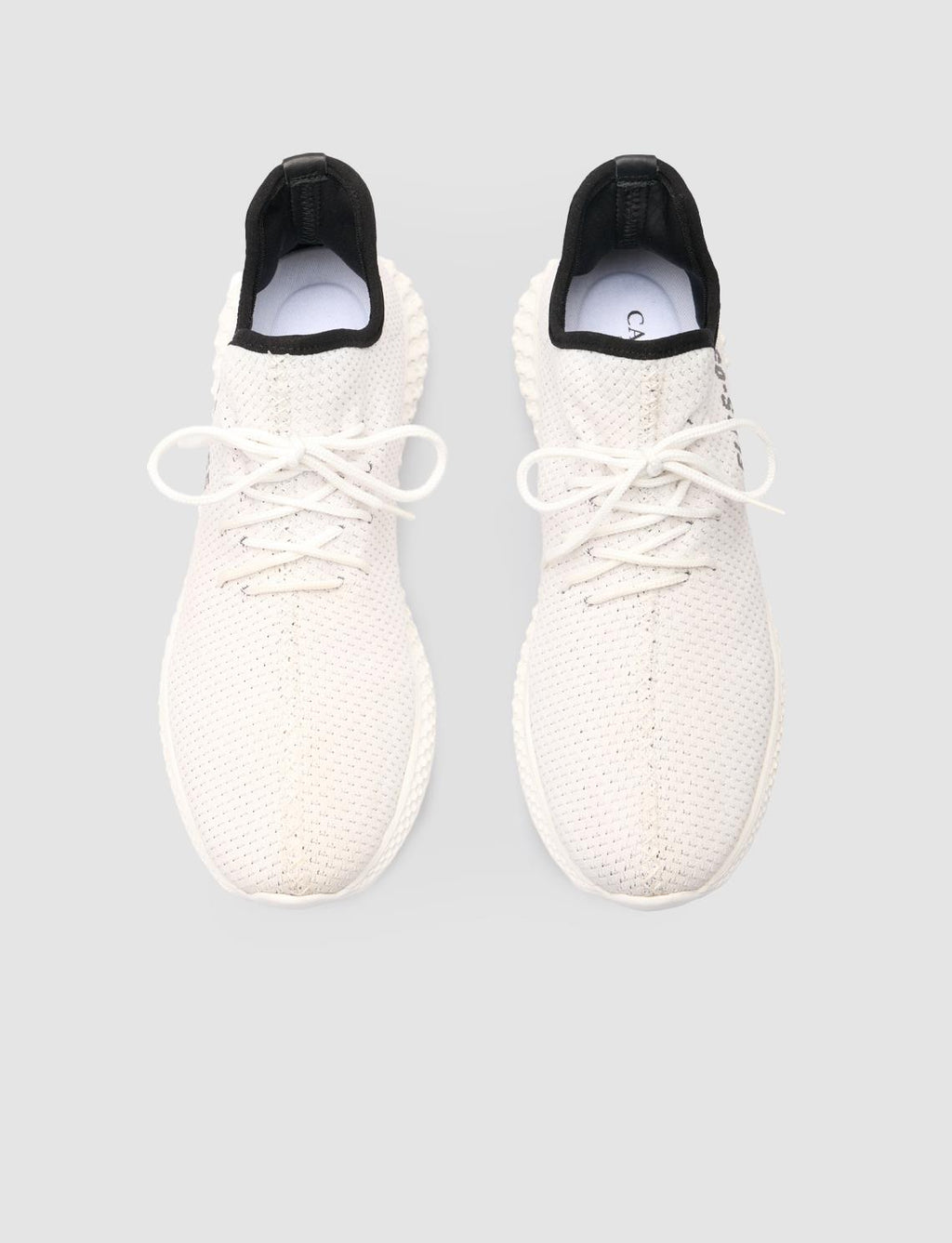 Knitted White Lace-up Men's Athletic Shoes