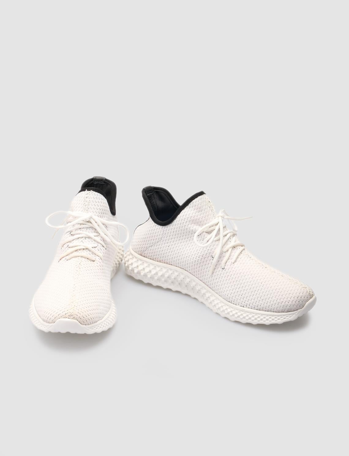Knitted White Lace-up Men's Athletic Shoes
