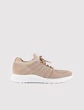 Knitted Leather Beige Lace-up Men's Athletic Shoes
