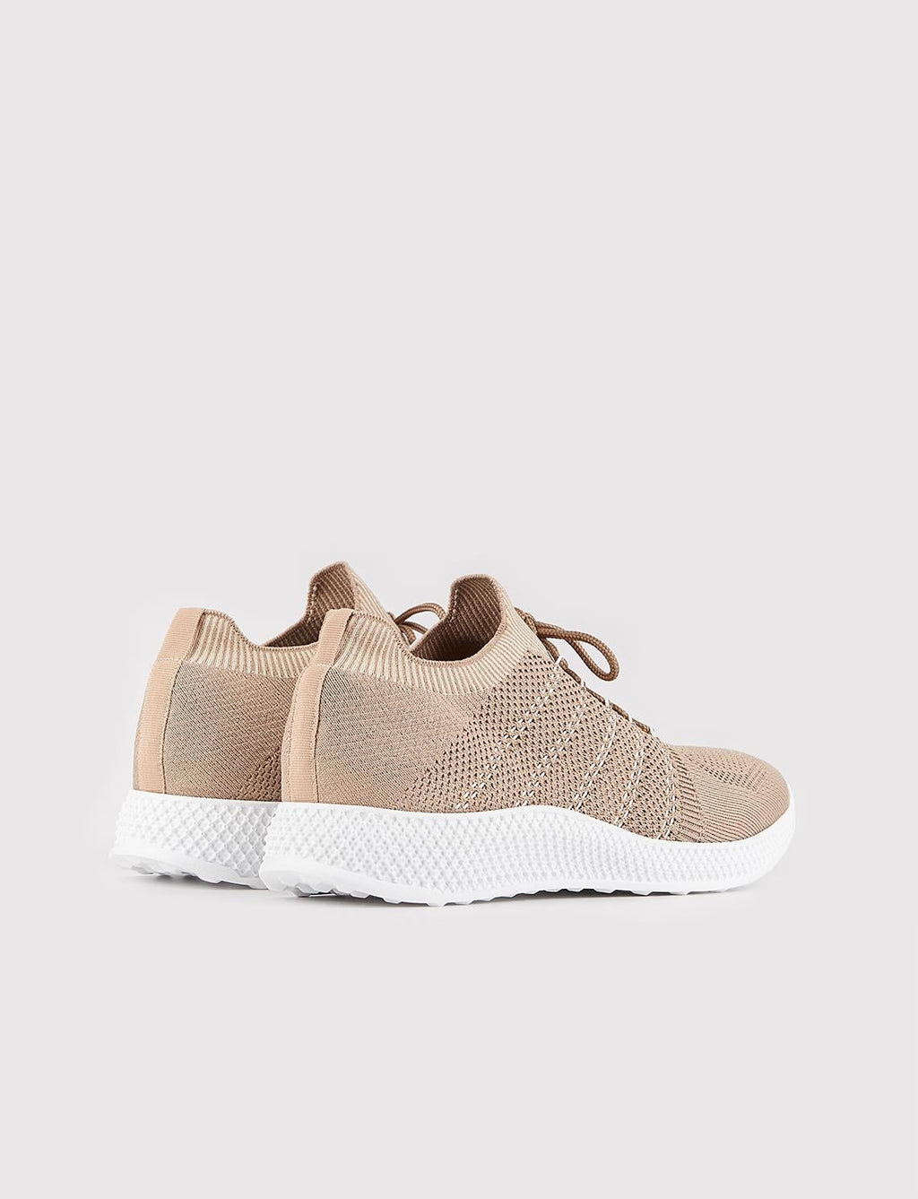 Knitted Leather Beige Lace-up Men's Athletic Shoes