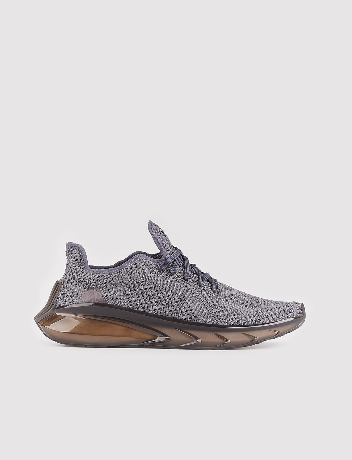 Knitted Smoke Grey Lace-up Summer Men's Athletic Shoes