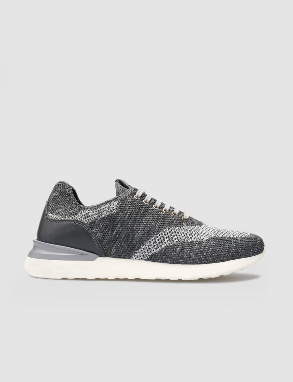 Grey Knitted Lace-up Men's Athletic Shoes