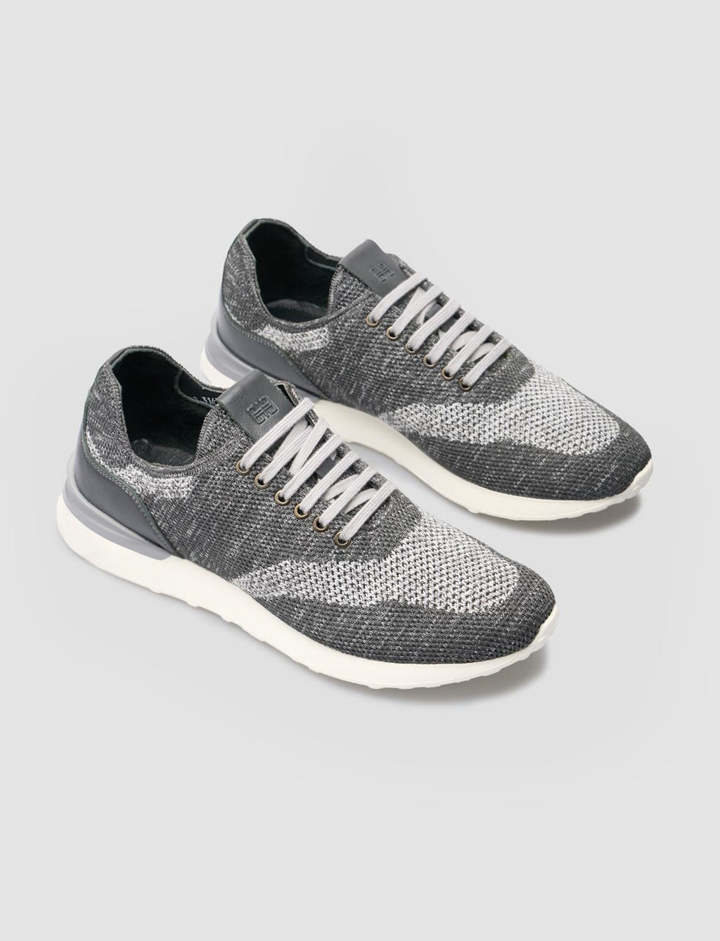 Grey Knitted Lace-up Men's Athletic Shoes