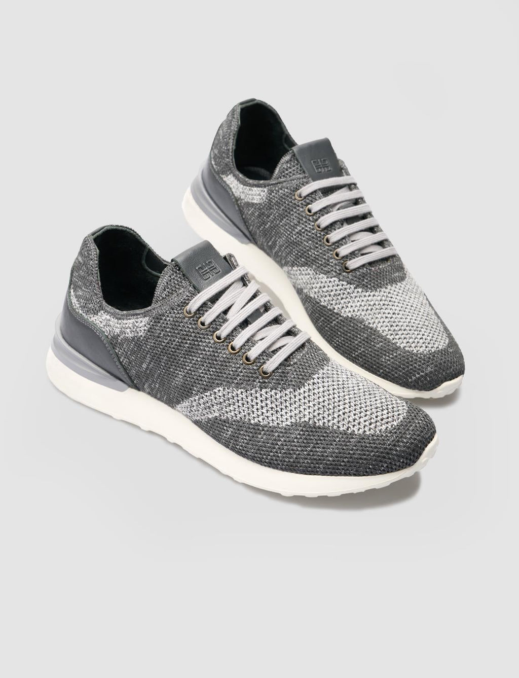 Grey Knitted Lace-up Men's Athletic Shoes