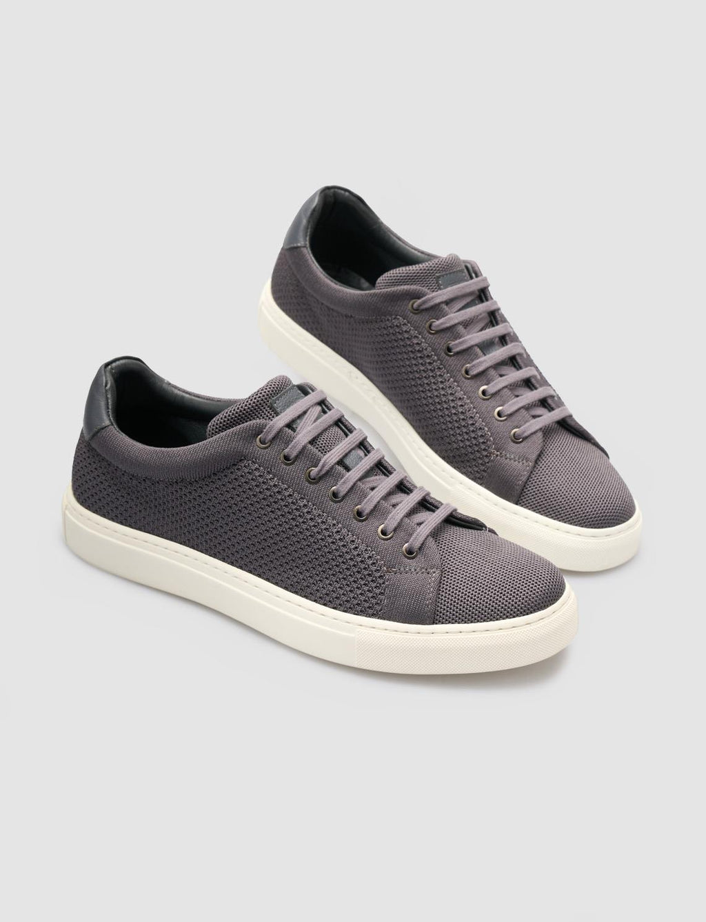 Grey Knitted Lace-up Men's Athletic Shoes