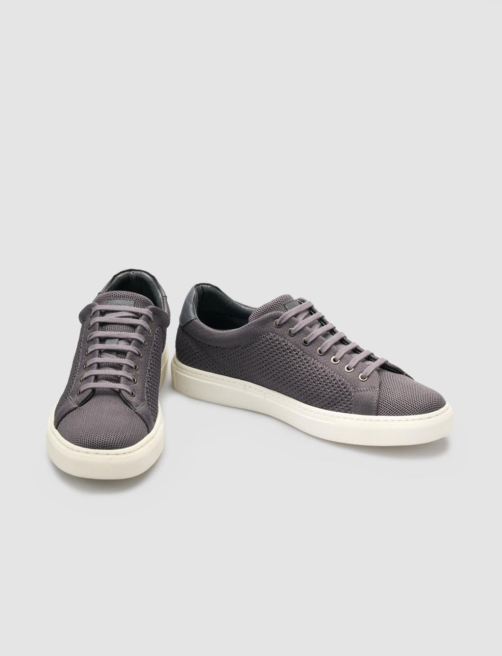 Grey Knitted Lace-up Men's Athletic Shoes