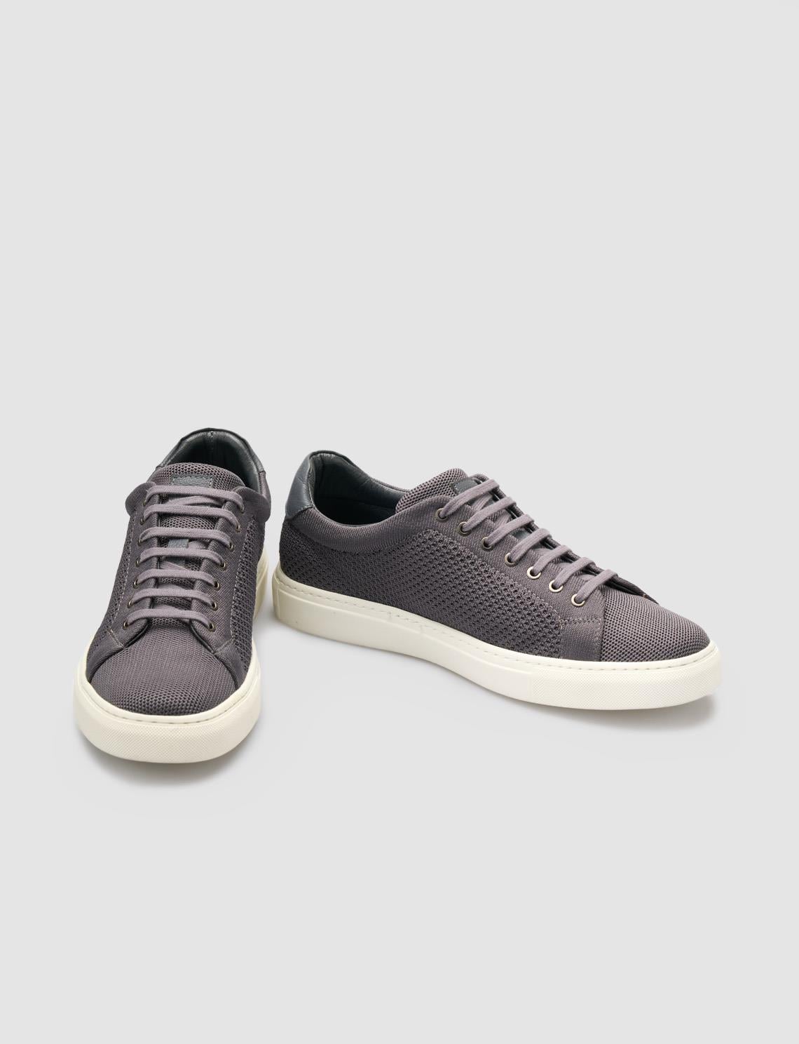 Grey Knitted Lace-up Men's Athletic Shoes