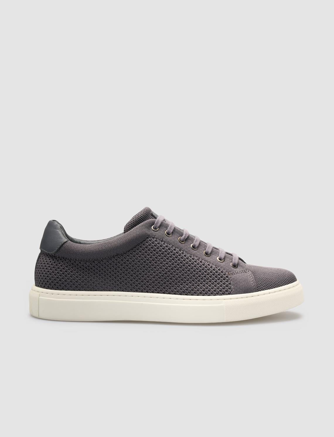 Grey Knitted Lace-up Men's Athletic Shoes