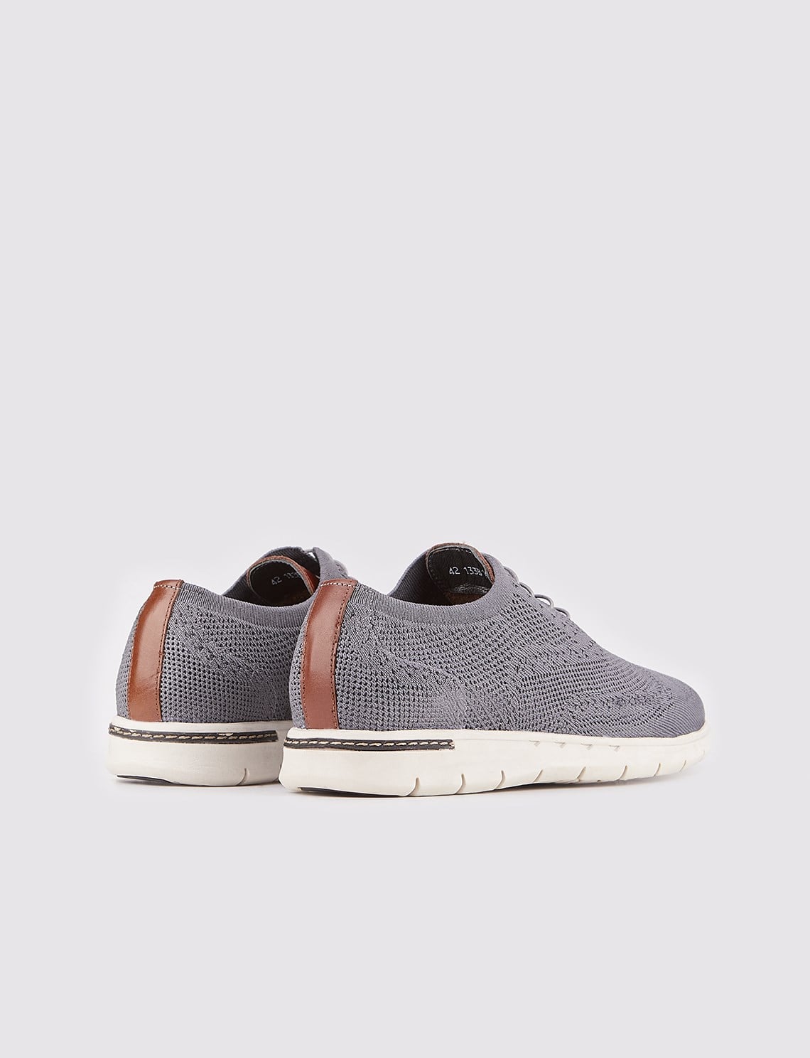 Grey Knitted Lace-up Casual Men's Shoes