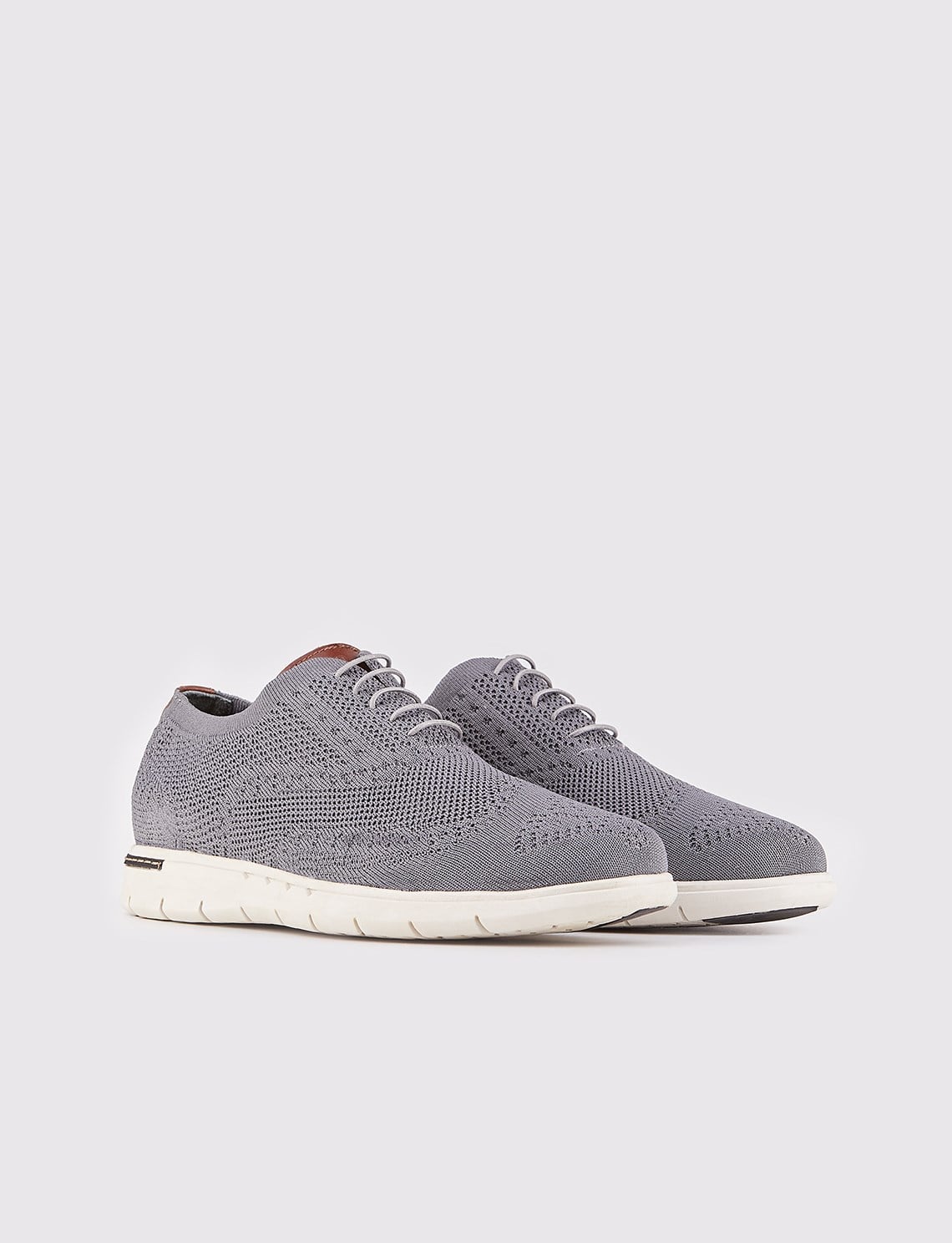 Grey Knitted Lace-up Casual Men's Shoes