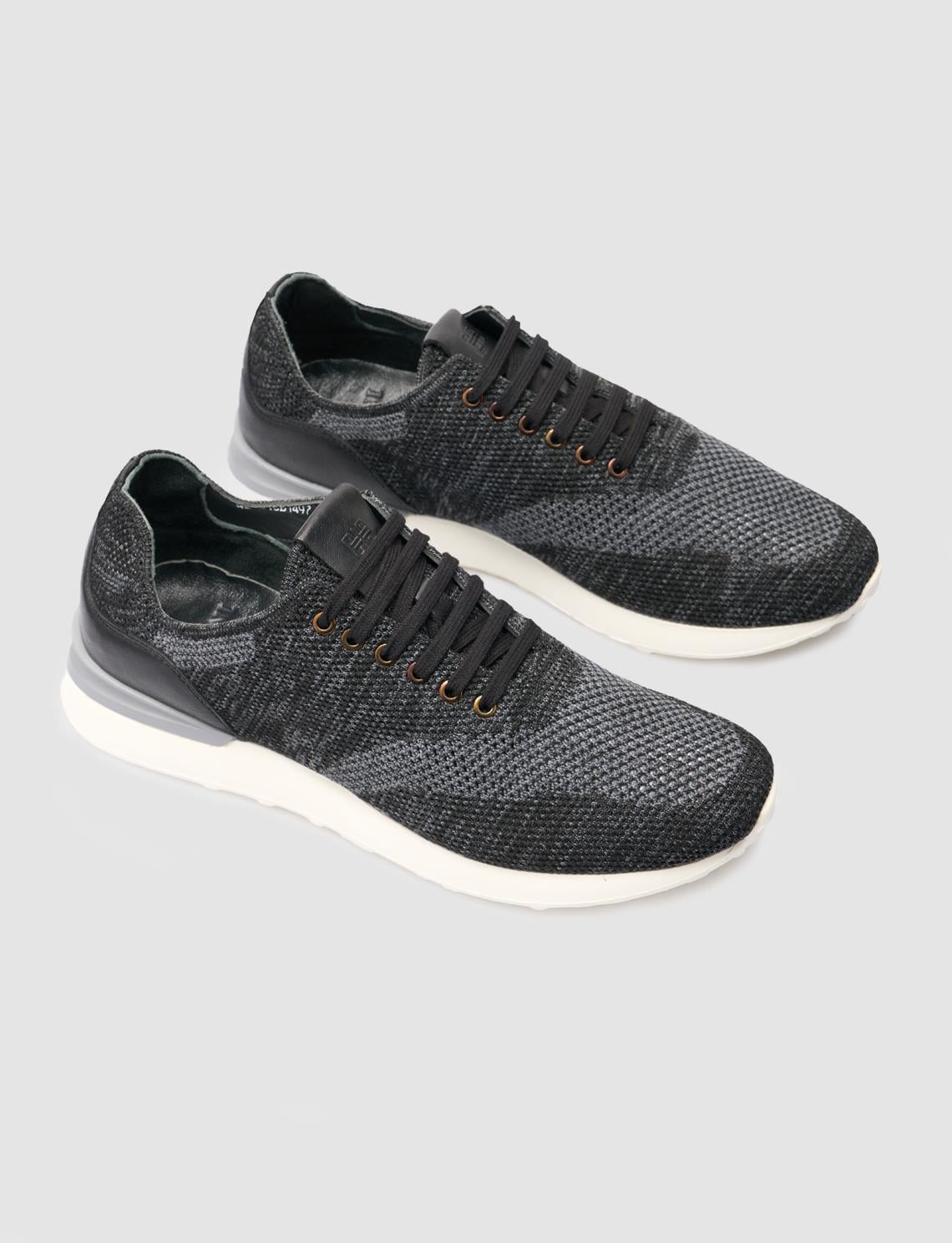 Grey Knitted Lace-up Casual Men's Sports Shoes
