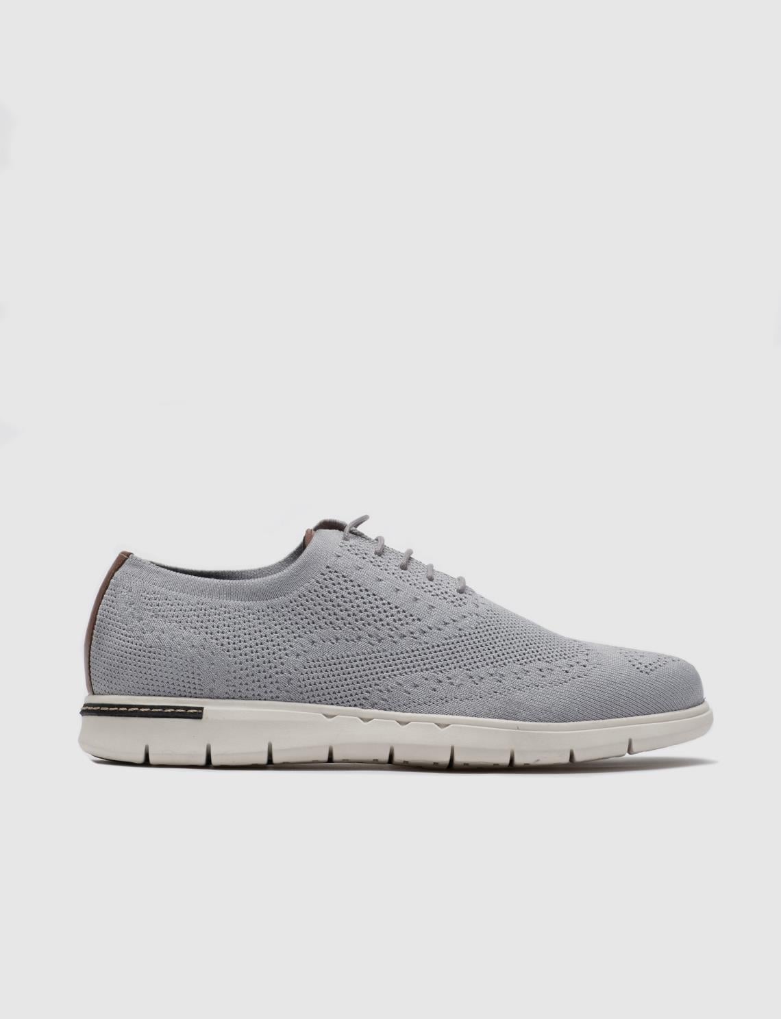Grey Knitted Lace-up Classic Men's Casual Shoes
