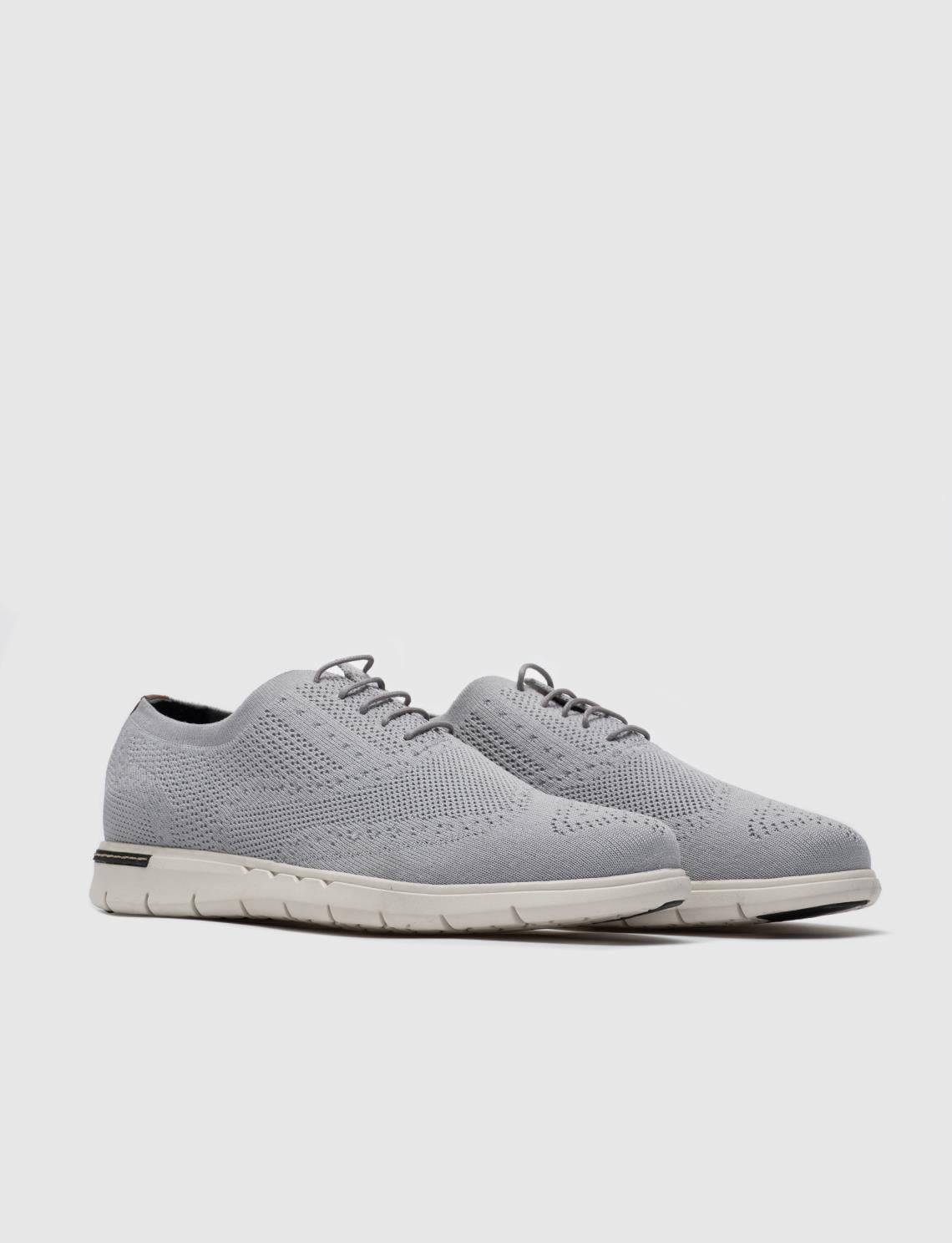 Grey Knitted Lace-up Classic Men's Casual Shoes