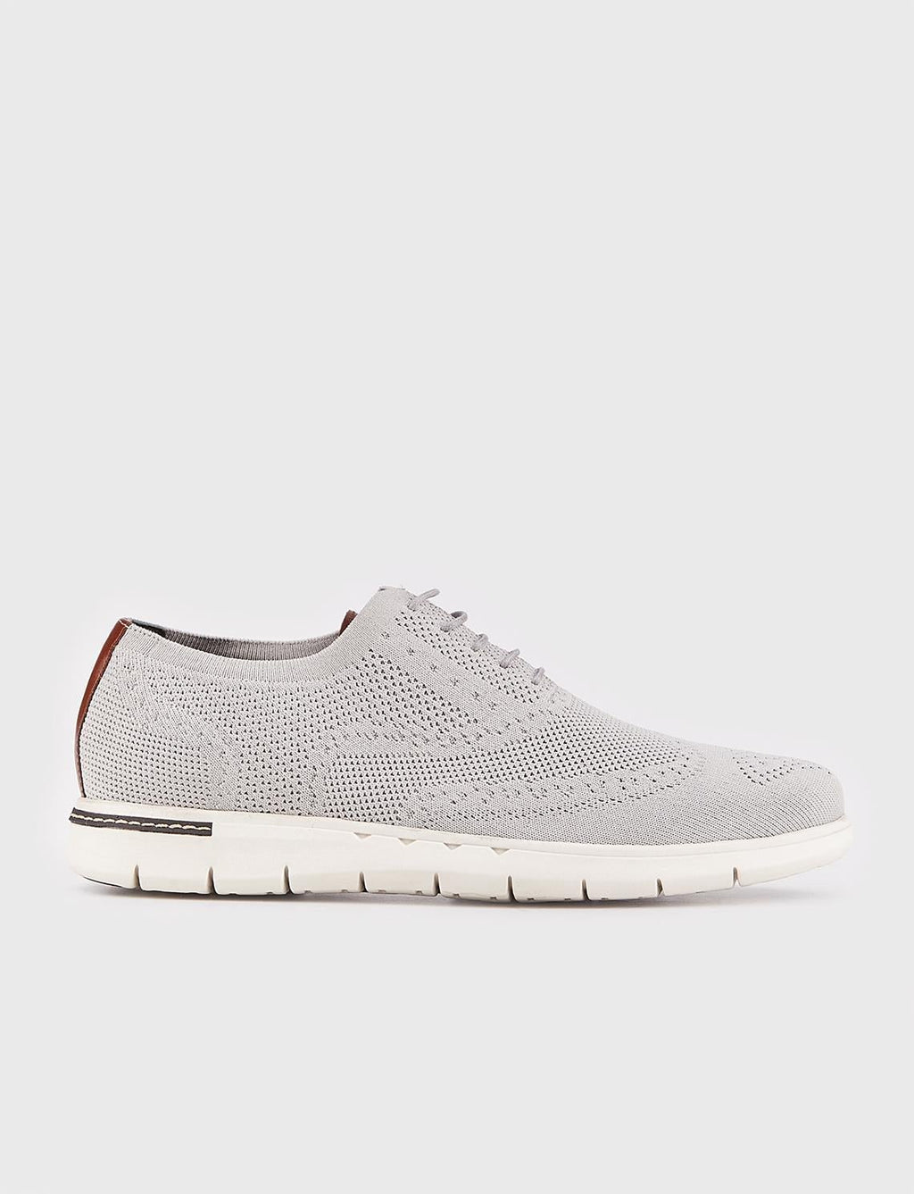 Men's Casual Shoes with Grey Knitted EVA Sole and Lace-up Design