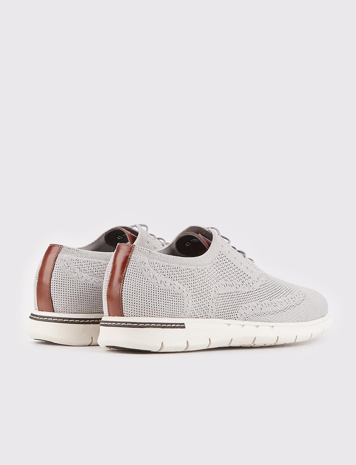 Men's Casual Shoes with Grey Knitted EVA Sole and Lace-up Design