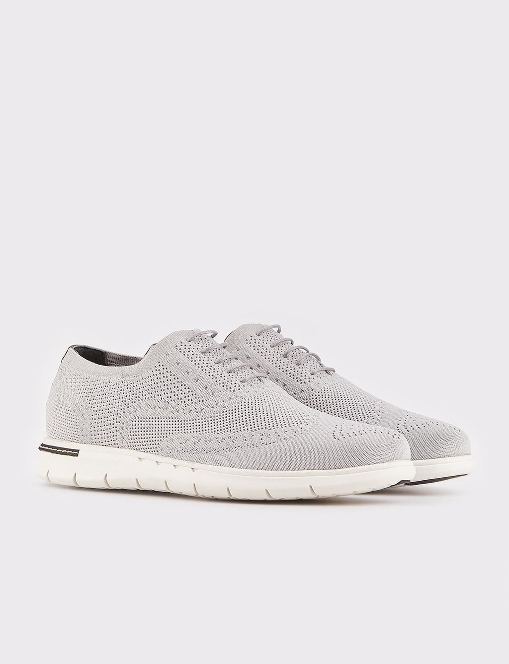Men's Casual Shoes with Grey Knitted EVA Sole and Lace-up Design