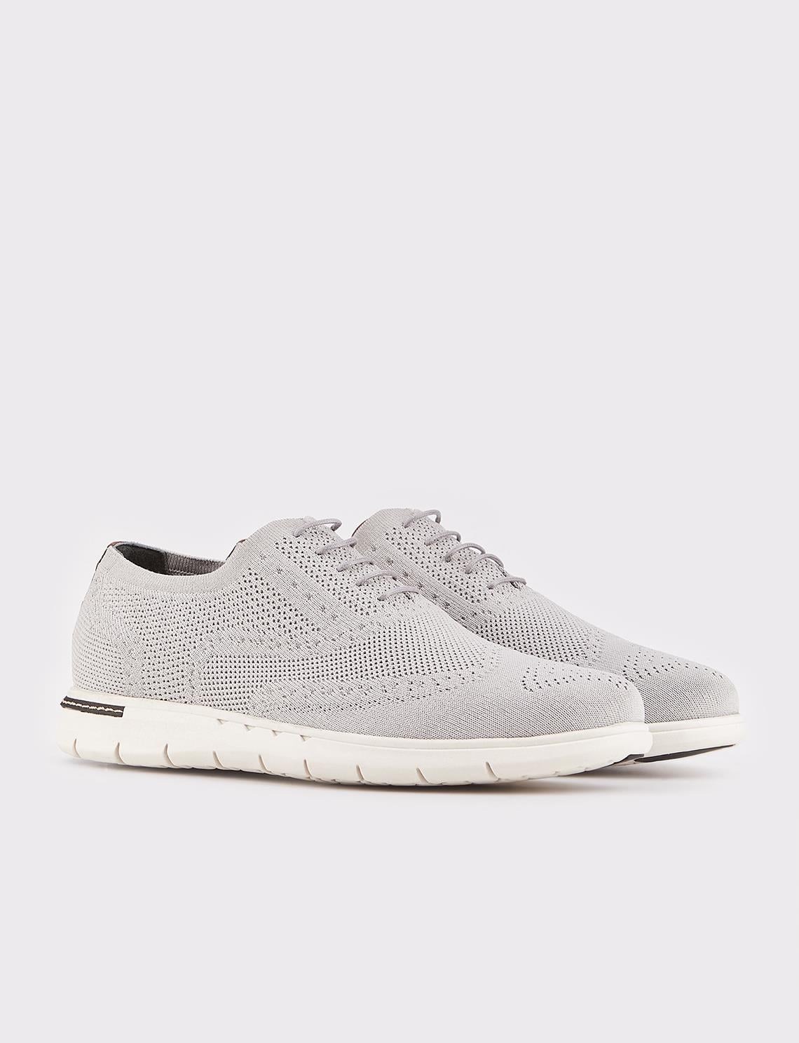 Men's Casual Shoes with Grey Knitted EVA Sole and Lace-up Design