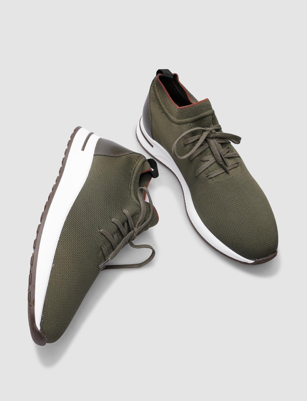 Men's Tricot Khaki Lace-up Athletic Shoes
