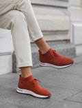 Knitted Terracotta Lace-Up Men's Athletic Shoes