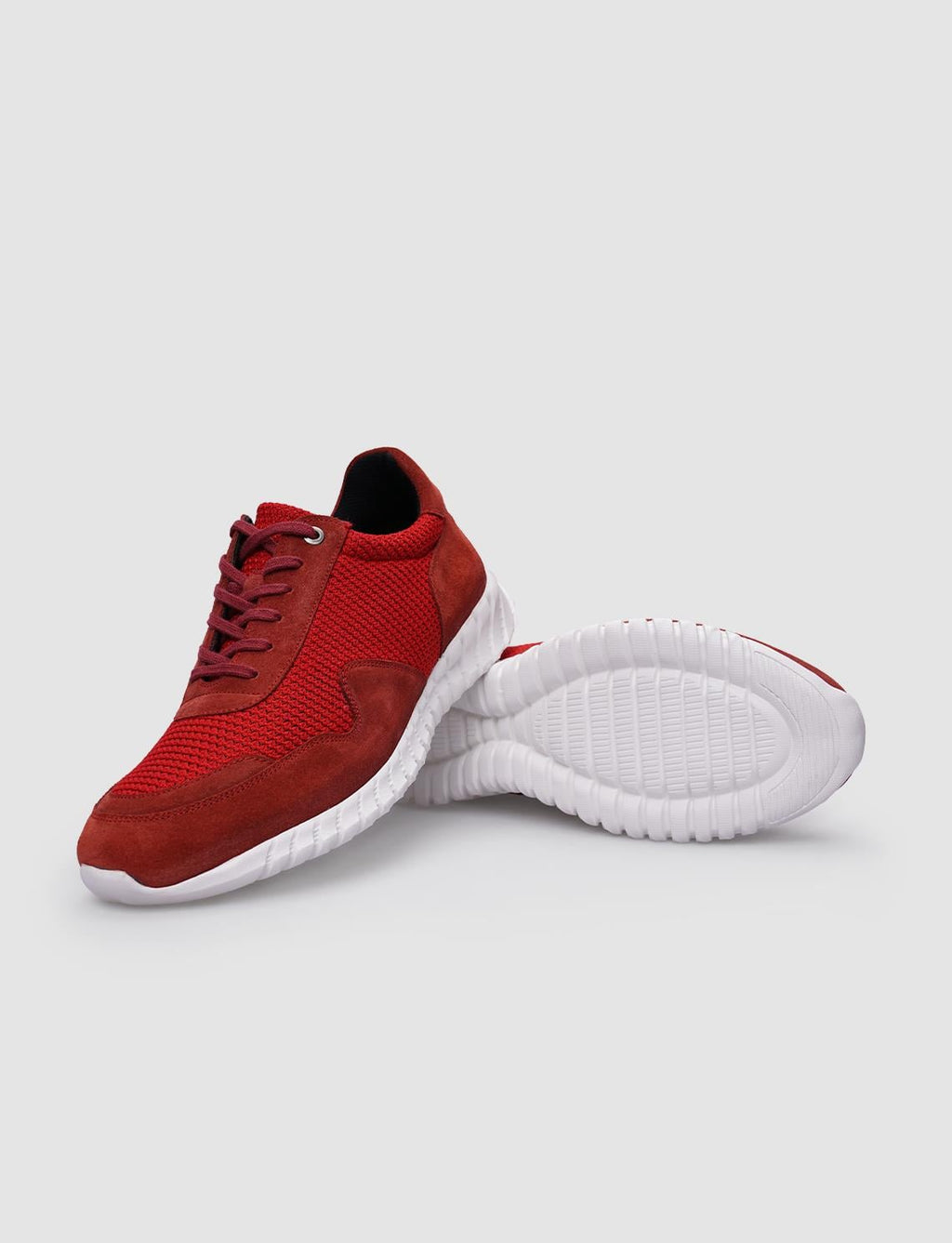 Knitted Red Lace-up Men's Athletic Shoes