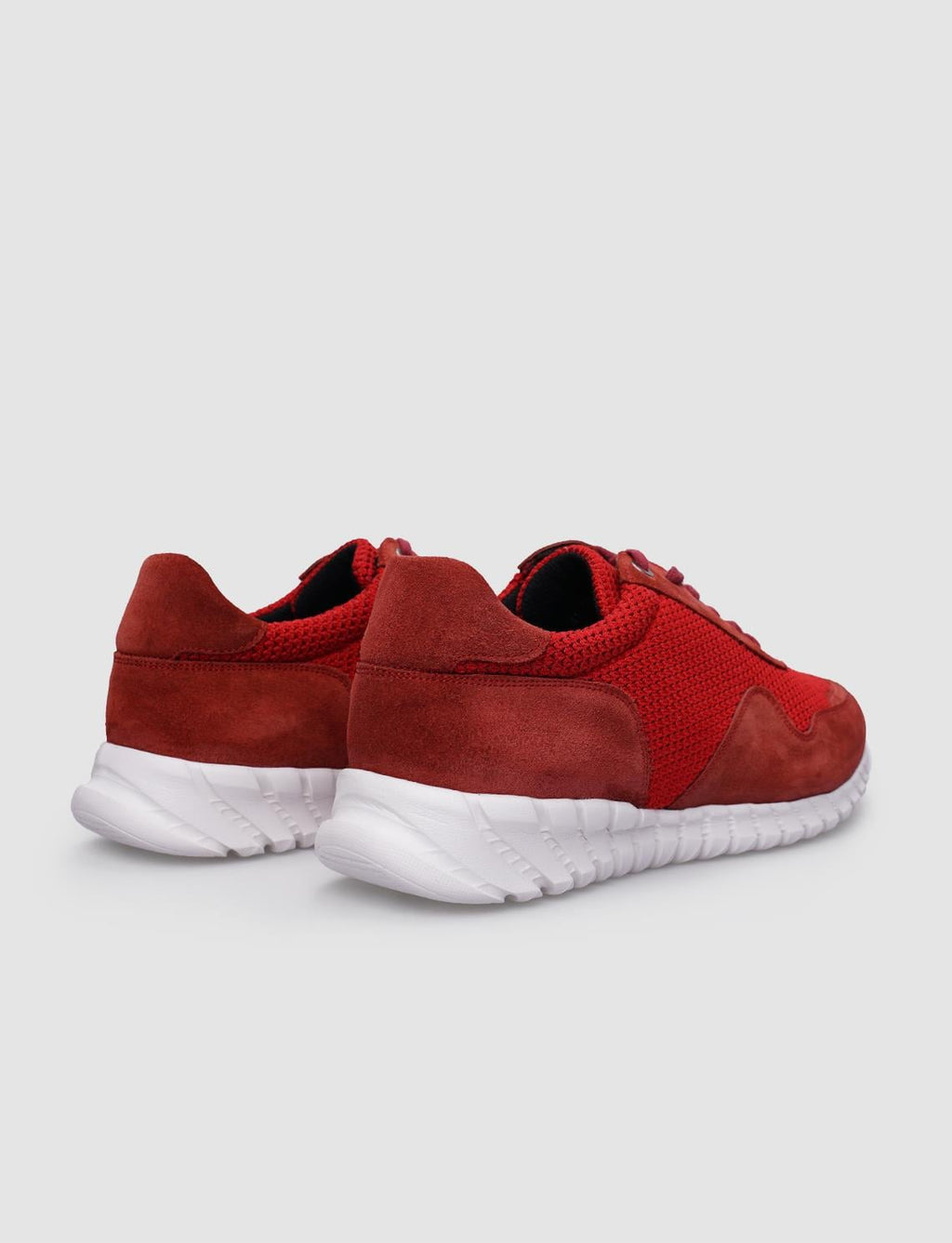 Knitted Red Lace-up Men's Athletic Shoes