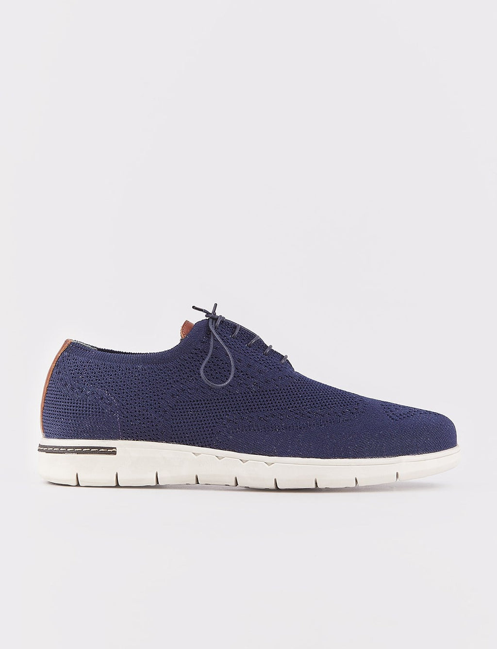 Navy Blue Knitted Lace-up Men's Classic Casual Shoes