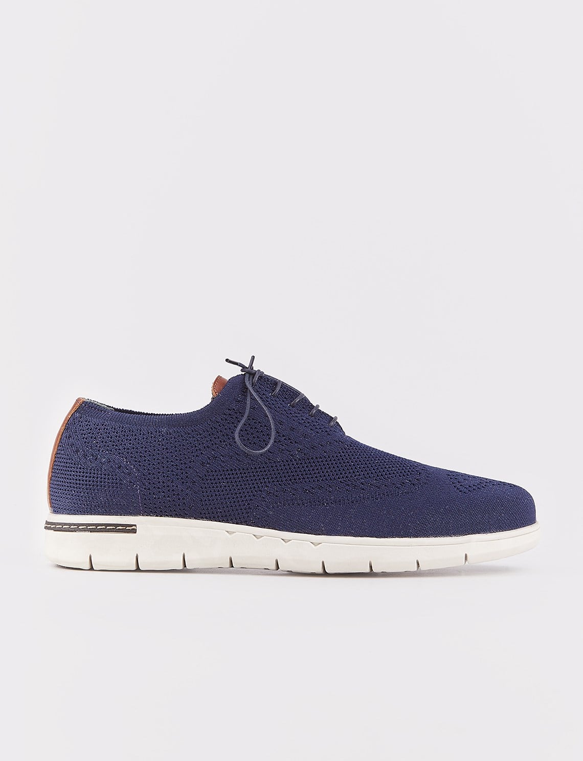 Navy Blue Knitted Lace-up Men's Classic Casual Shoes