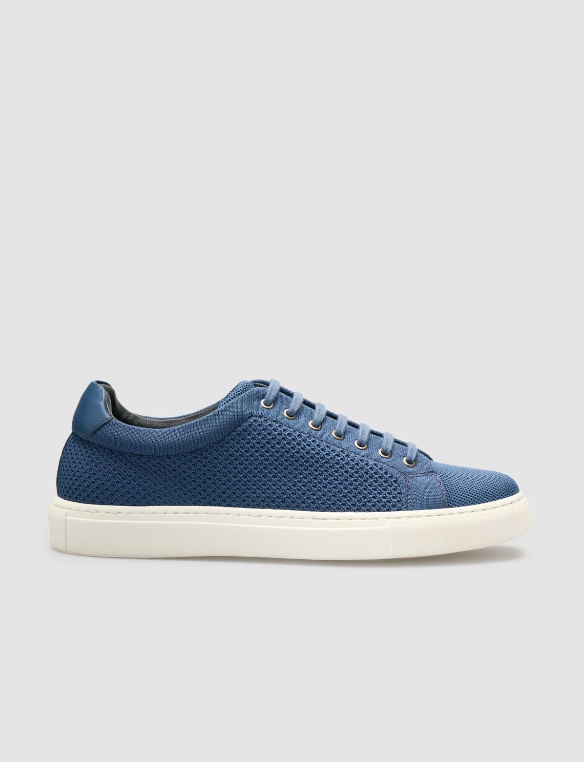 Knitted Light Navy Blue Lace-up Men's Athletic Shoes (120495-2587)